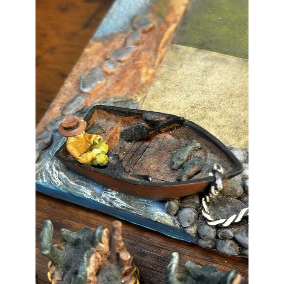 Vintage Fisherman and Fish Tic-Tac-Toe Game Board Sports Camping Lodge Decor - Picture 5 of 12